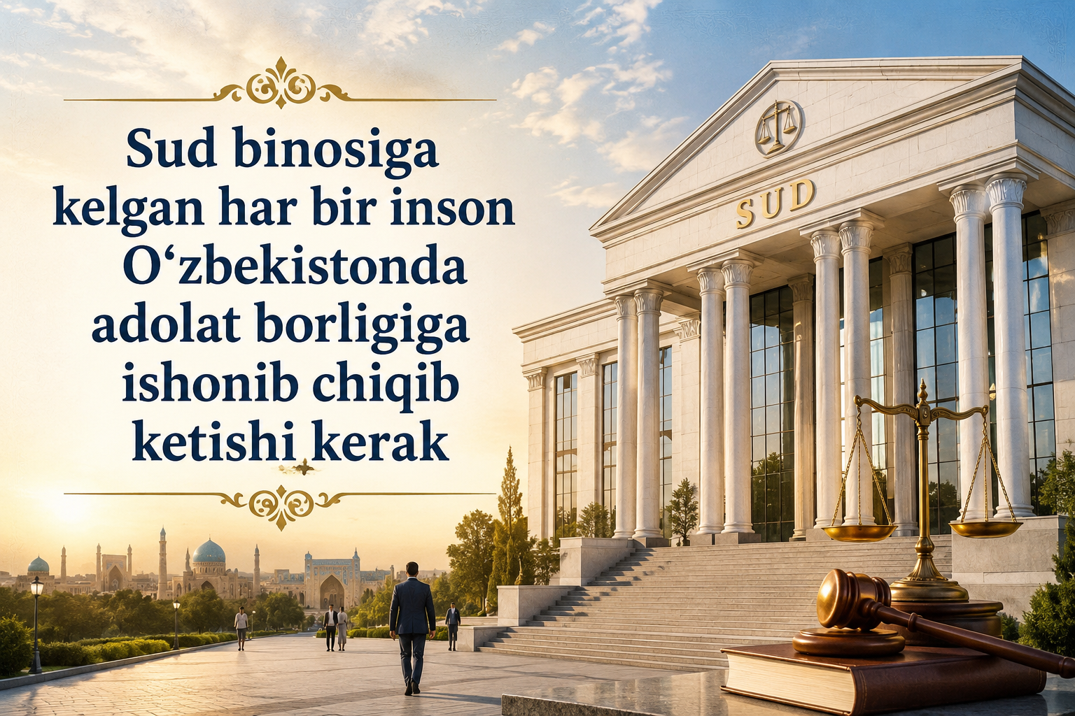 Sud binosiga kelgan har bir inson Oʻzbekistonda adolat borligiga ishonib chiqib ketishi kerak